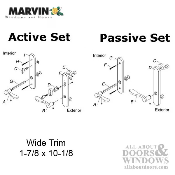 Marvin Active Keyed Trimset with interior thumbturn - PVD Brass