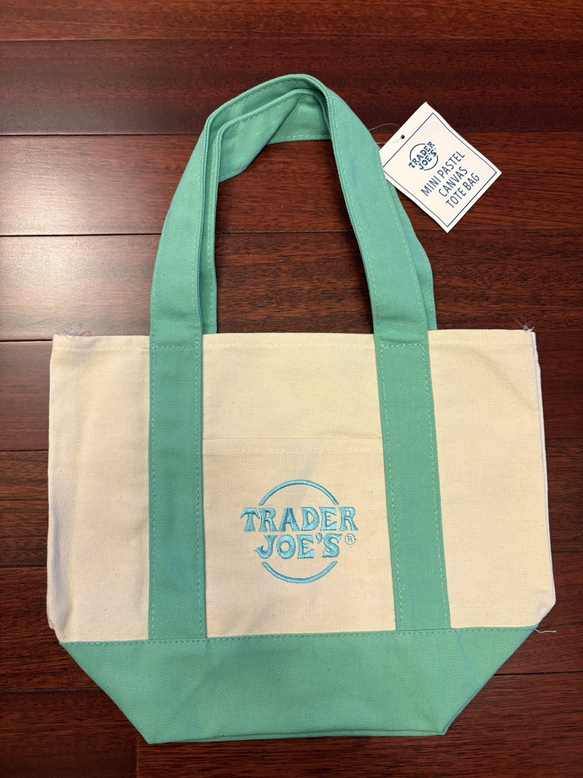 2026 NEW!! Trader Joe’s Mini Pastel Canvas Tote Bag (Green/Mint)