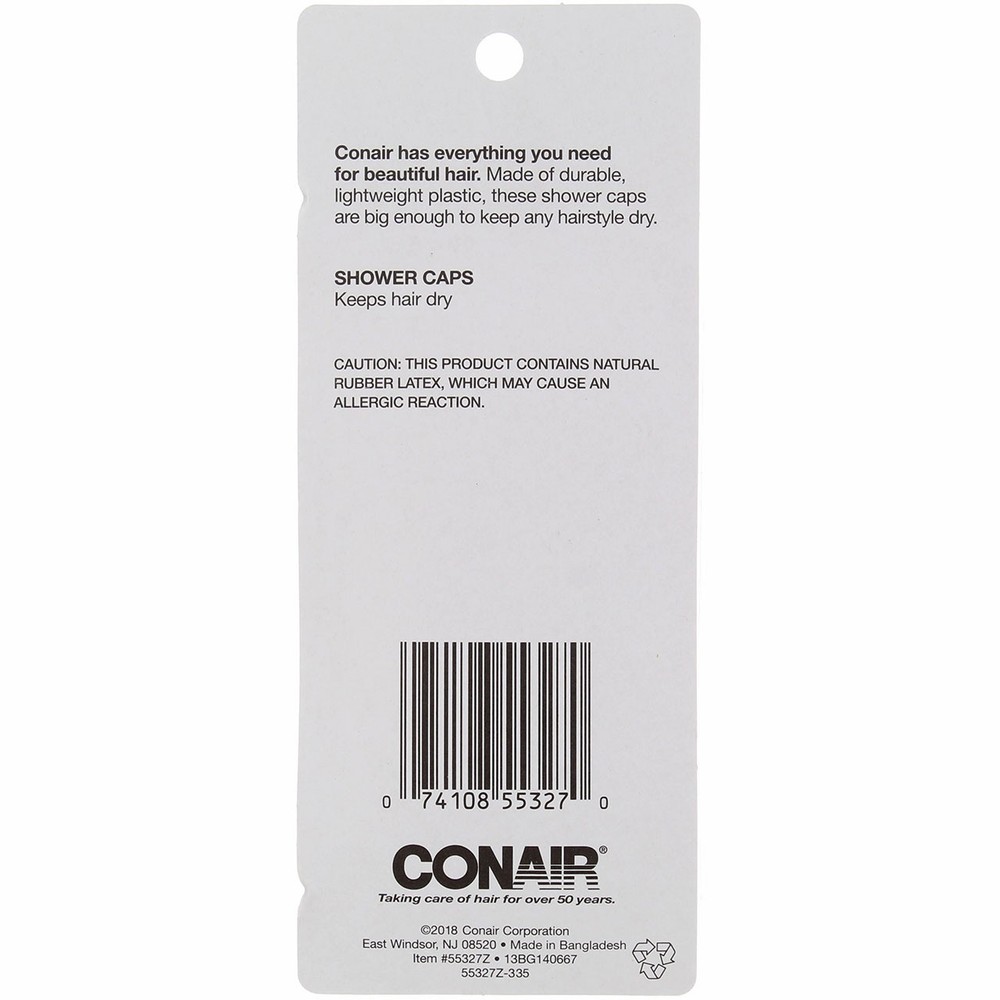 6 Pack Conair Shower Caps, 3 Ct