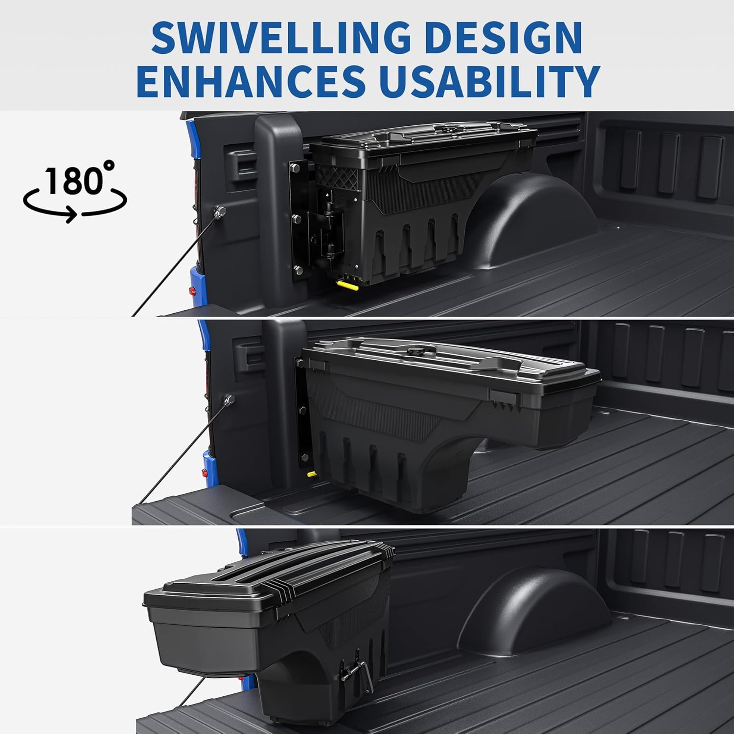 Left + Right Side For 2015-2024 Ford F150 Truck Bed Swing Storage Box Tool Box