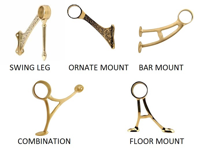 2" OD Bar Foot Rail Rest Kits - Choose Finish Bracket Rail Length-2ft thru 9ft