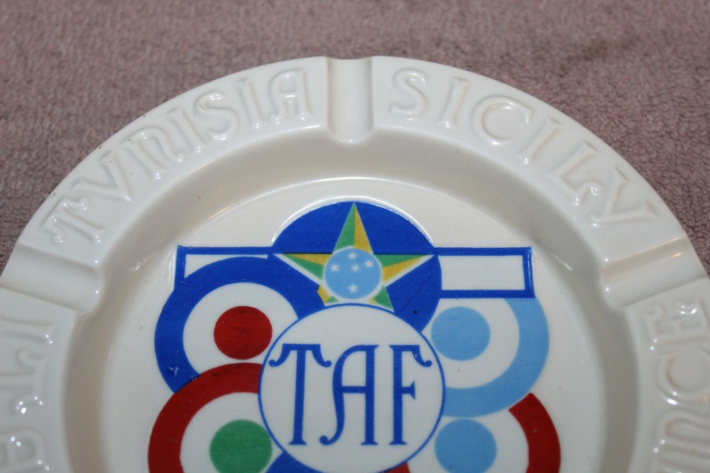 Original WW2 U.S. AAF & Allied AF "TAF" Tactical Air Force Ceramic Ashtray
