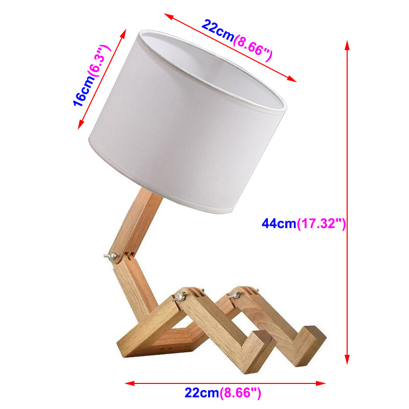 7W LED Adjustable Table Light Wooden Bedside Night Lamp E27/E26 Bulb Switch Plug