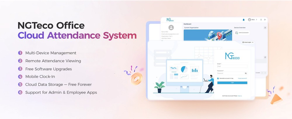 TC5 Cloud-Based Face Recognition Time Clock for Employees WiFi Attendance System