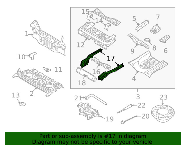 Genuine GM Passenger Side Rear Side Rail 96888613