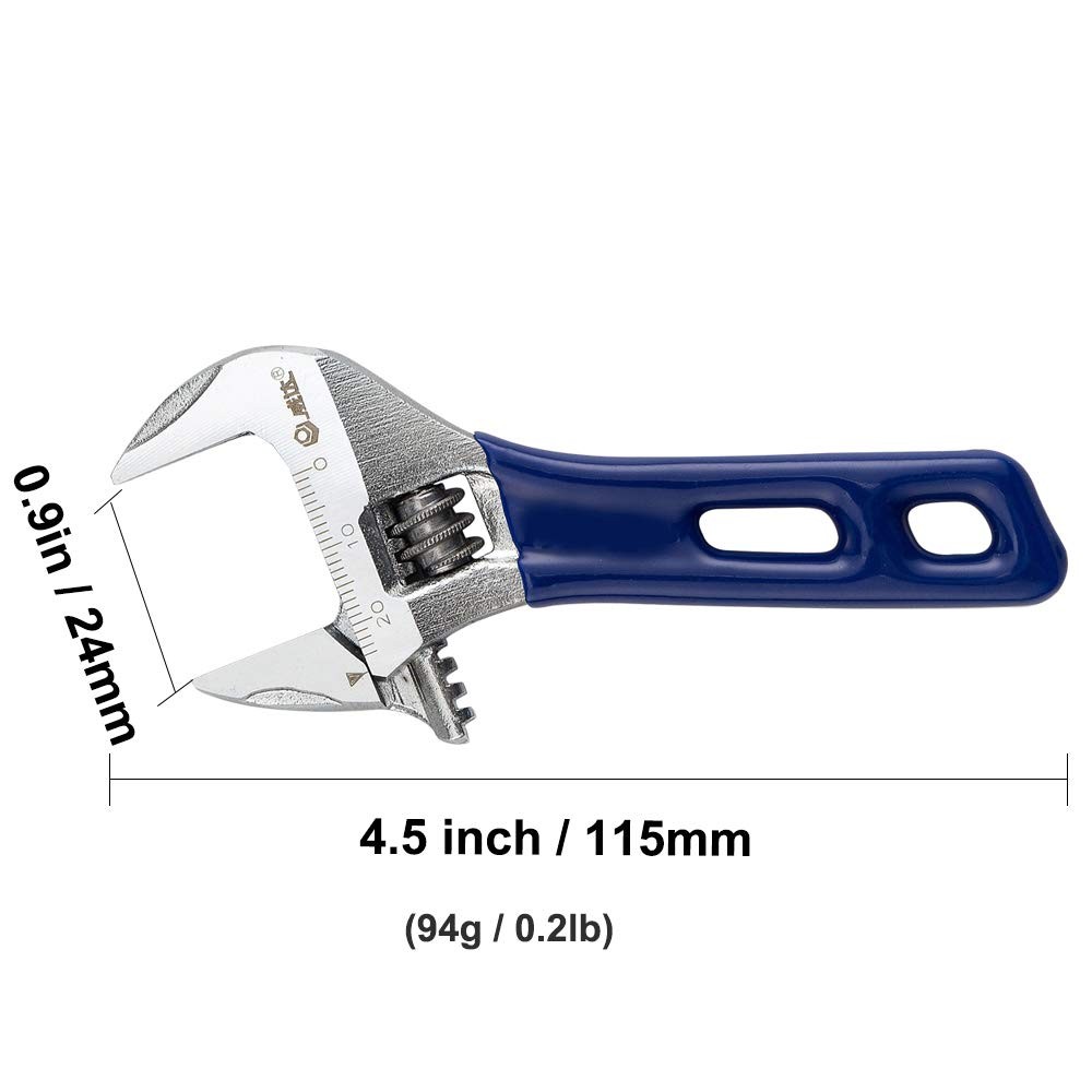 Stubby Adjustable Wrench with Wide Opening,Mini Adjustable Wrench Spanner wit...