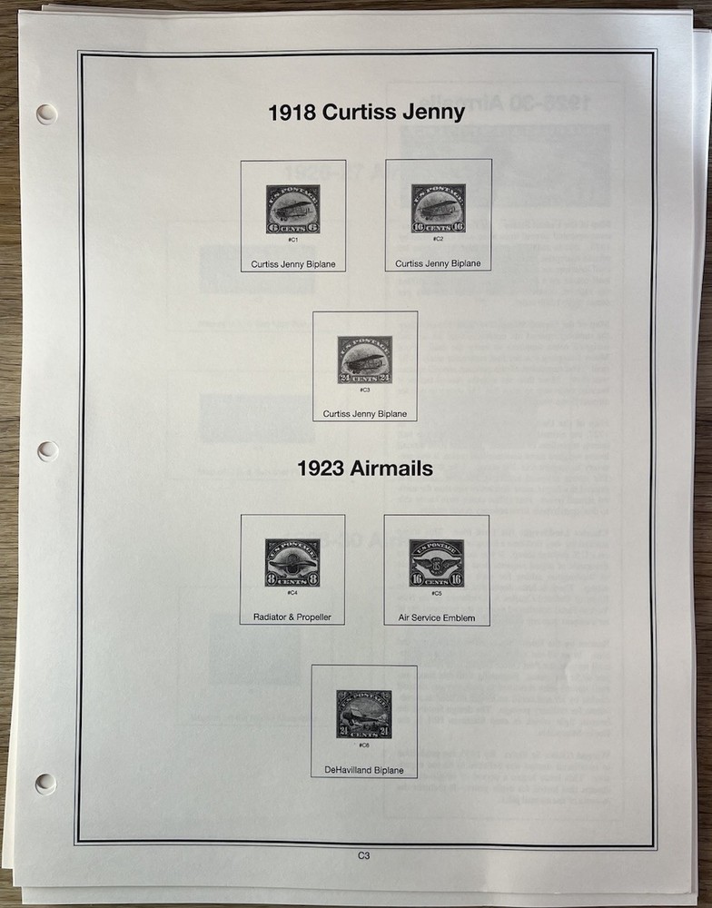 Mystic Heritage Collection - Airmail Stamp Section - Unused Album Inserts Pages