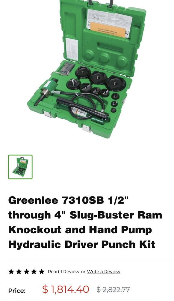 Greenlee Hydraulic Knockout Set 1/2-4 Inch