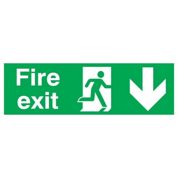 SIGNS & LABELS Fire Exit Arrow Down - Rigid Polypropylene - 150mm x 450mm FFX042