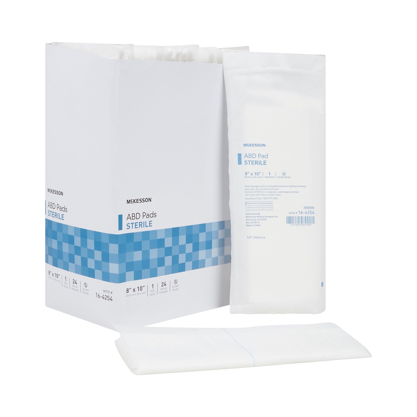 McKesson Abdominal ABD Pads Gauze Bandage Pads 8" X 10" Sterile 16-4254 48 Ct