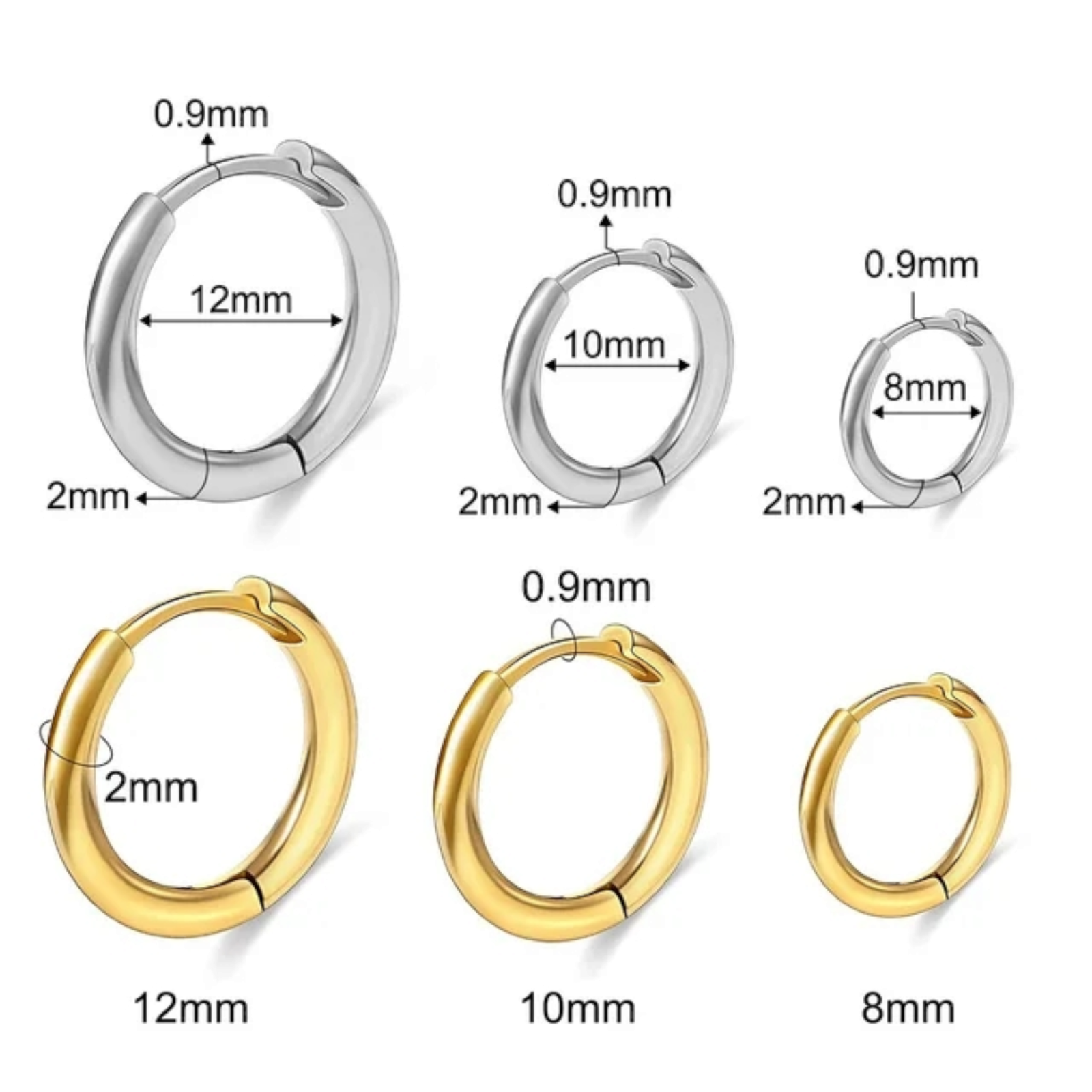Stainless Steel Huggie Hoop Earrings Unisex Fashion Jewelry For Women, Men