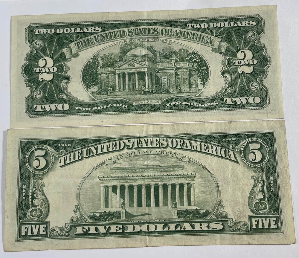 1963 $2 & $5 US Notes decent notes (#2446)