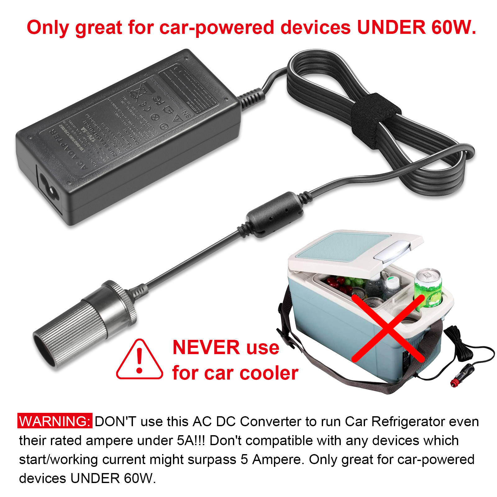 AC To DC 110V To 12V 5A/10A Car Cigarette Lighter Socket Converter Power Adapter