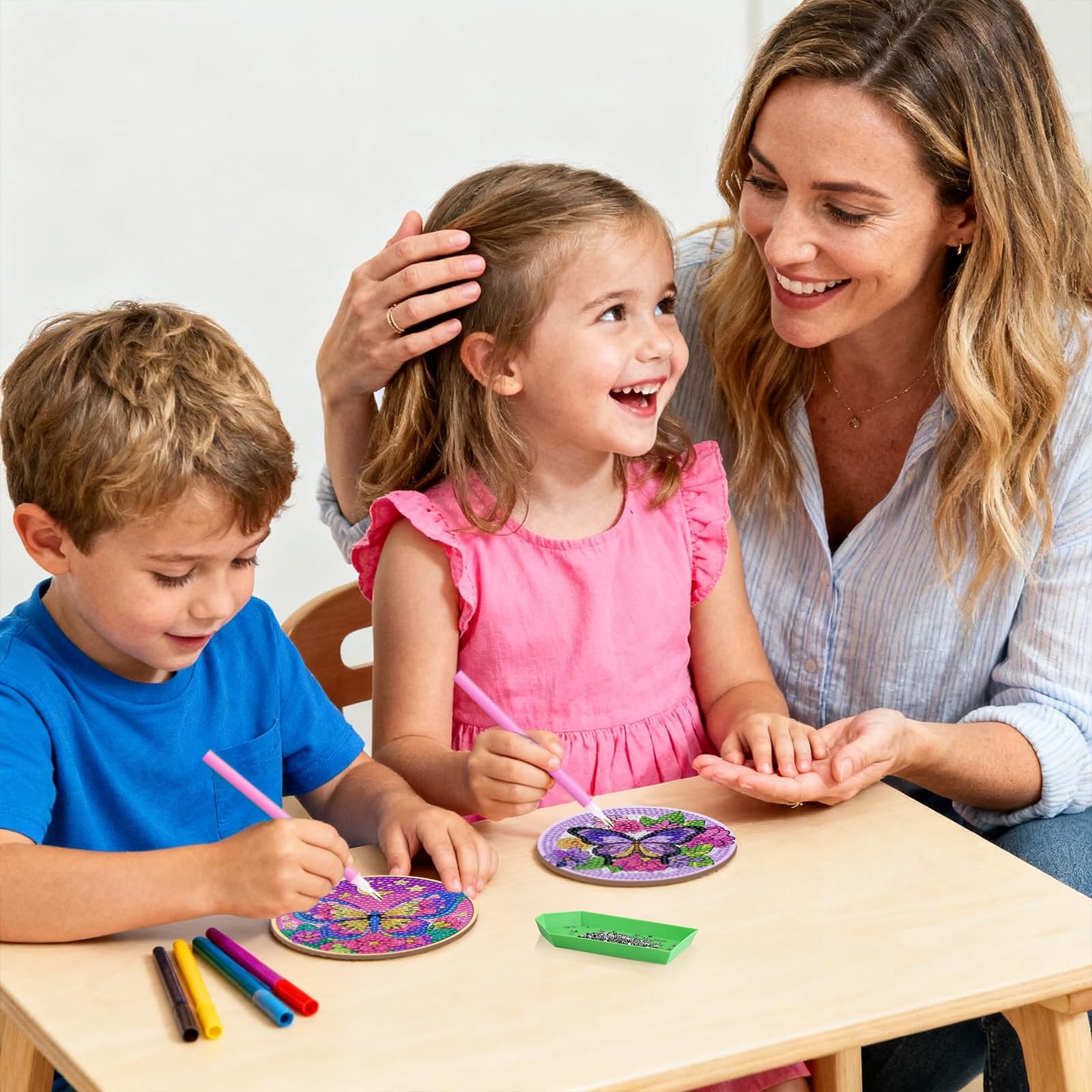 Butterfly Diamond Painting Coasters Kits with Holder, DIY Butterfly Diamond Art