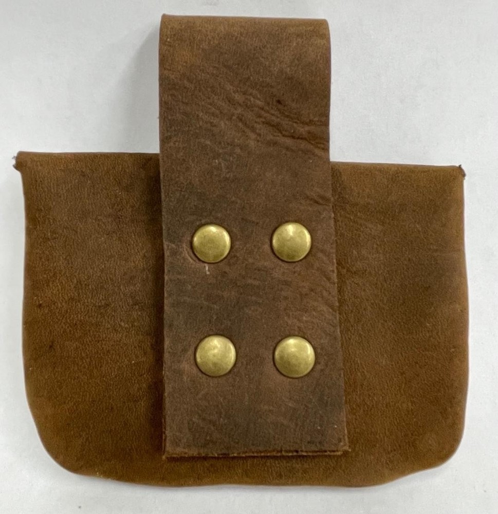 WAXED COWHIDE LEATHER CAP POUCH, BLACK POWDER MUZZLELOADER US MADE FREE SHIP