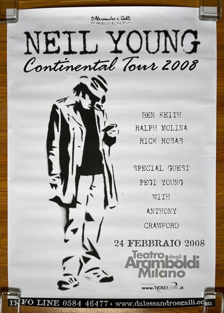 NEIL YOUNG Continental Tour 2008 Milan ITALY Concert POSTER Crazy Horse