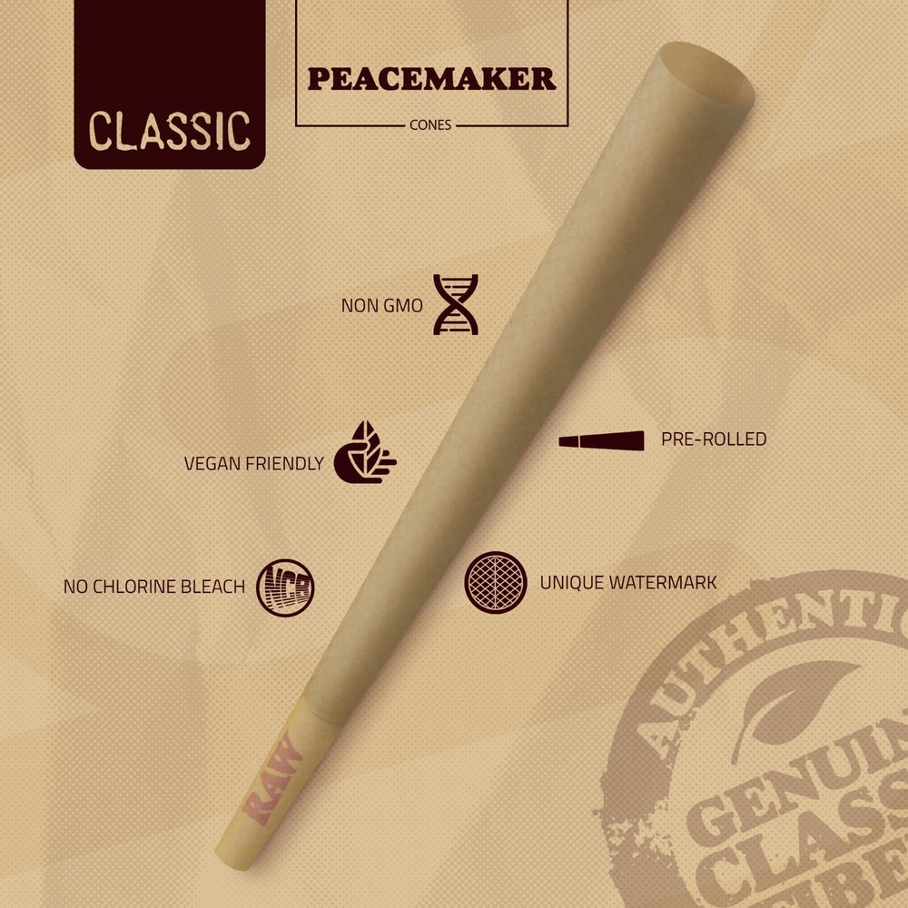 RAW Peacemaker Pre- Rolled Cones | 54 Pack | Larger than King Size