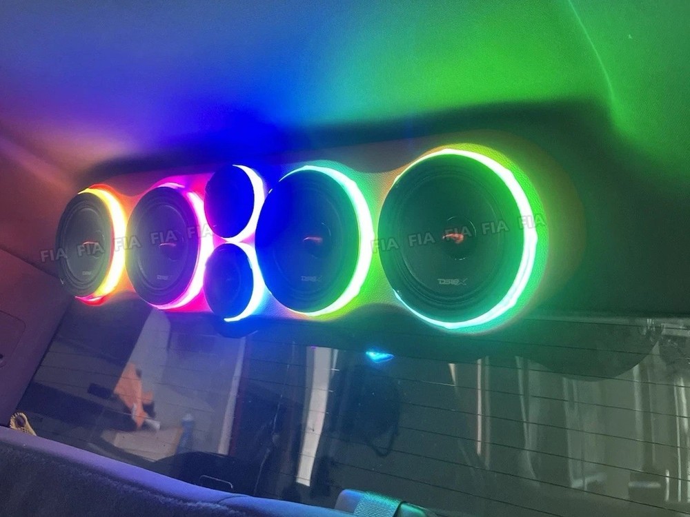 4pcs 8'' Smart RGB Color Chasing LED Car Audio Speaker Ring Lights APP + Remote