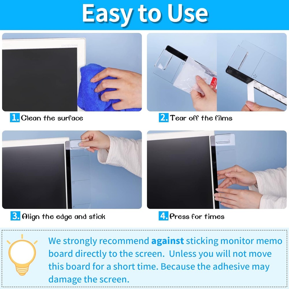 Monitor Memo Board, 2PCS Multifunction Sticky Board With Clip