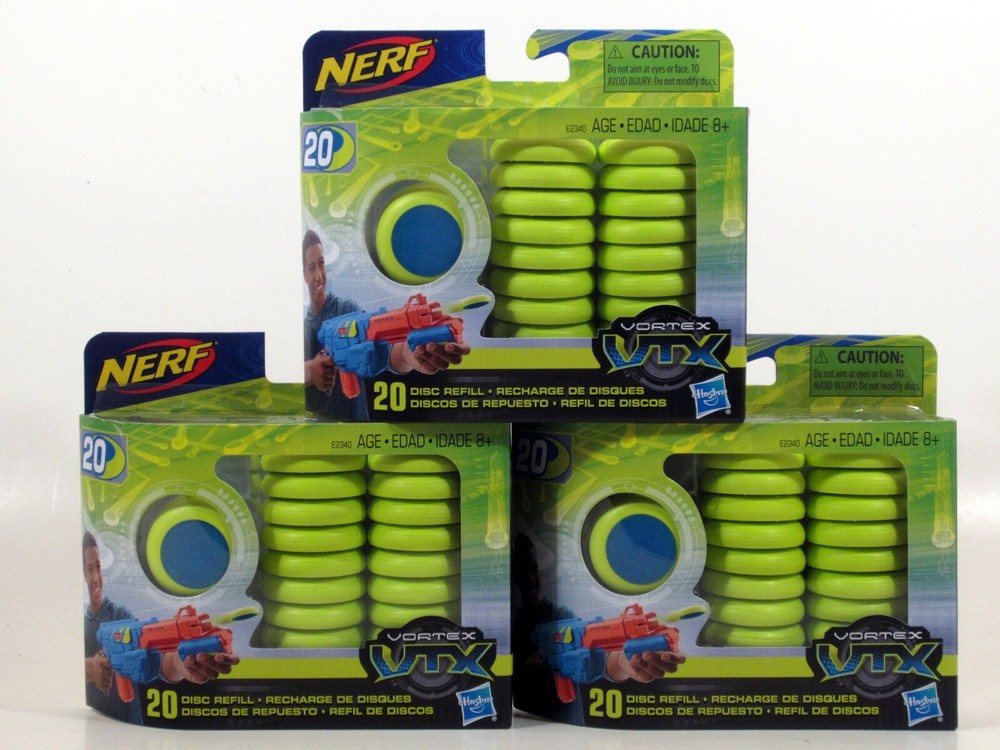 3x NERF Vortex VTX 20 Disc Refill Pack - 60 Discs total - Soar & Ricochet NEW!