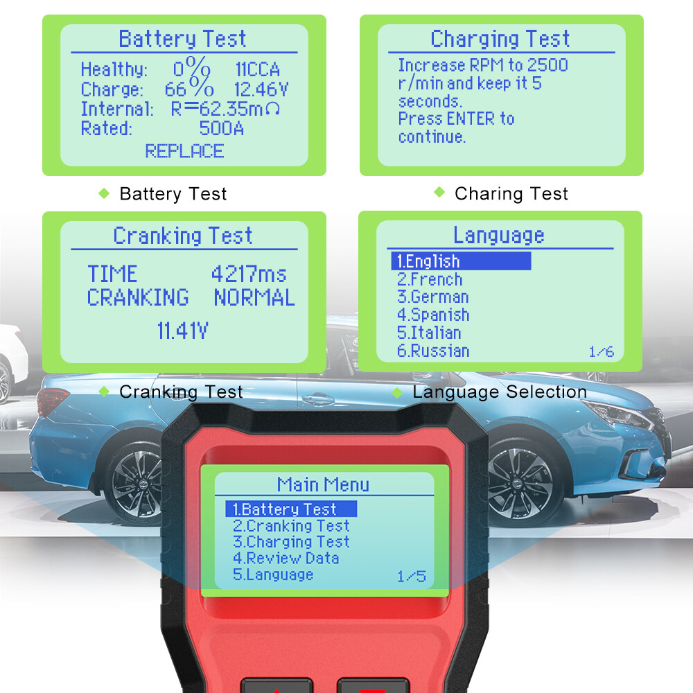 BST100 12V Car Battery Tester Digital Vehicle Analyzer Tool 2000 CCA Charging