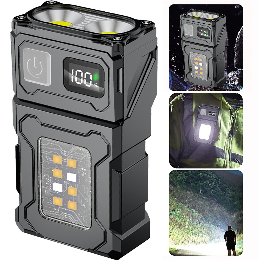 Pocket LED Flashlight Magnetic USB Rechargeable Mini Torch Portable Work Light