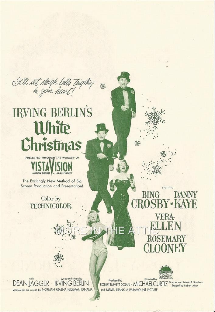 BING CROSBY VERA ELLEN DANNY KAYE ORIG VINTAGE WHITE CHRISTMAS US FILM HERALD