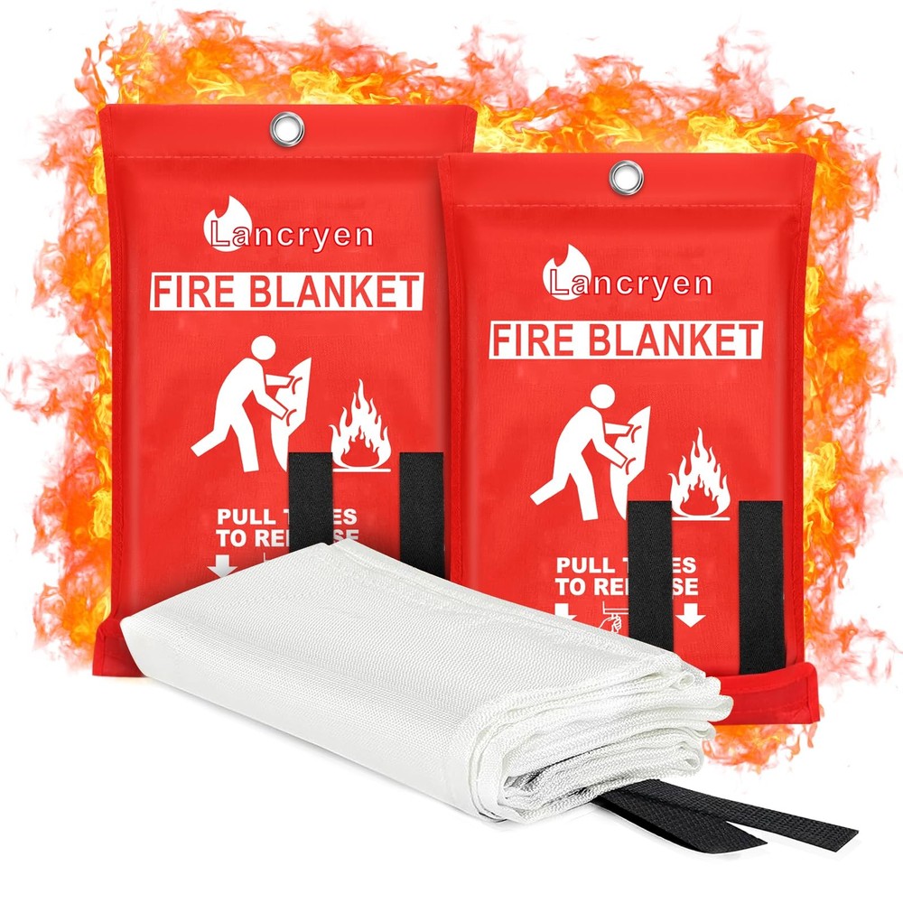Emergency Fire Blanket, 2 Pack Fire Extinguisher Blanket, Fire Suppression Fa...