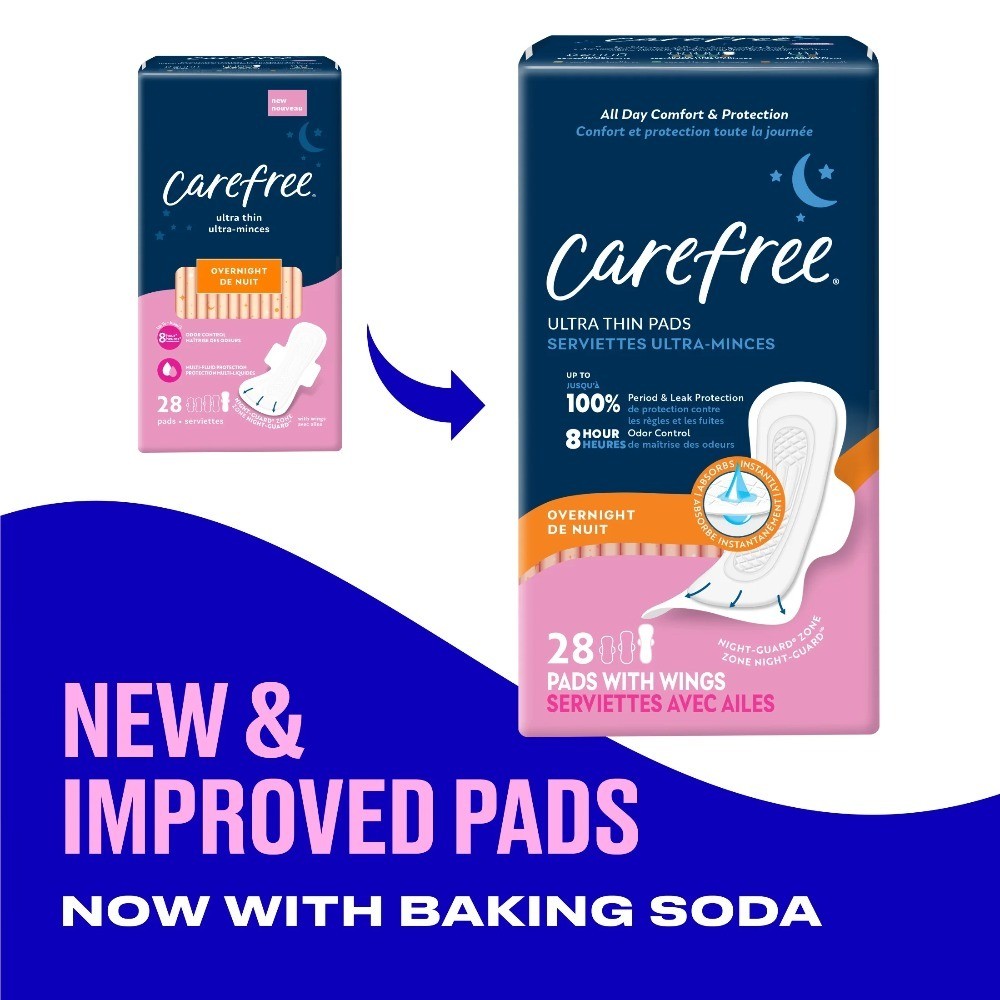 Ultra Thin Overnight Pads with Wings, 28 Count