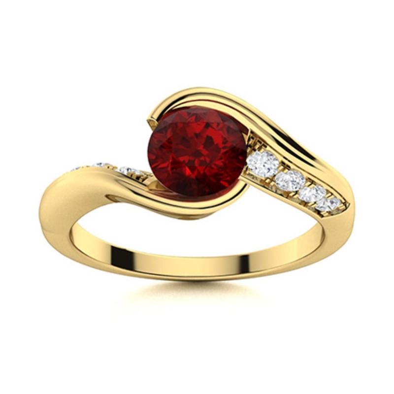 925 Sterling Silver Natural Garnet Prong Daughter Solitaire Statement Ring