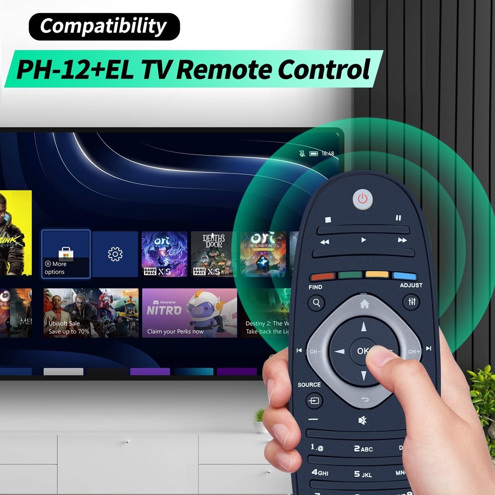 Replacement for Philips-Smart-TV-Remote-Control, Universal Smart Remote BLACK