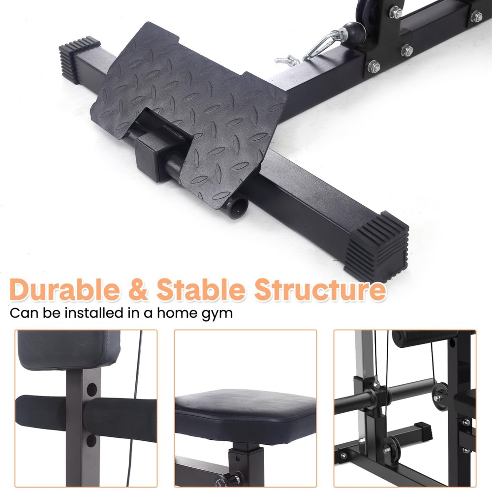 LAT Pulldown Pulley Machine,Cable Attachment Station W/Adjustable Leg Support Gy