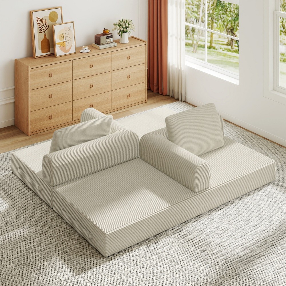 Modern Compression Sofa Folding Sleeper Sofa Bed Floor Couch w/ Sturdy Frame