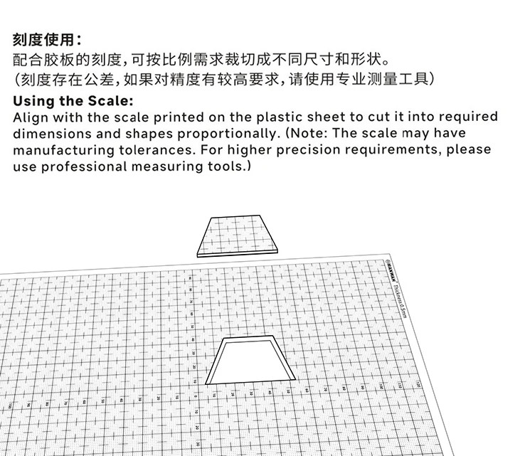 MANWAH Scale Marked Modeling Plastic Sheet 0.3-1.0mm Thickness Polystyrene Plate