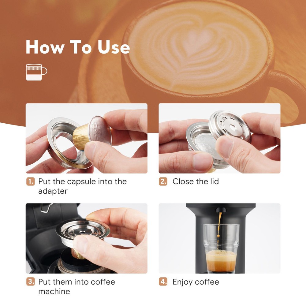 Silver Coffee Capsule Adapter for Nespresso Reusable G-Cup for Vertuo