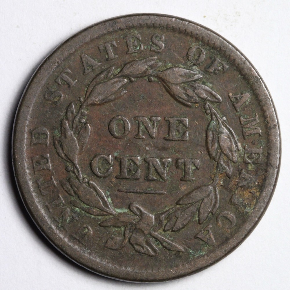 1838 Coronet Head Large Cent CHOICE VF E155 VYKCC