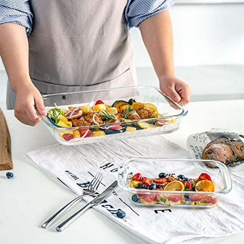 8-Piece Deep Glass Baking Dish Set with Plastic Lids,Rectangular Glass Bakeware
