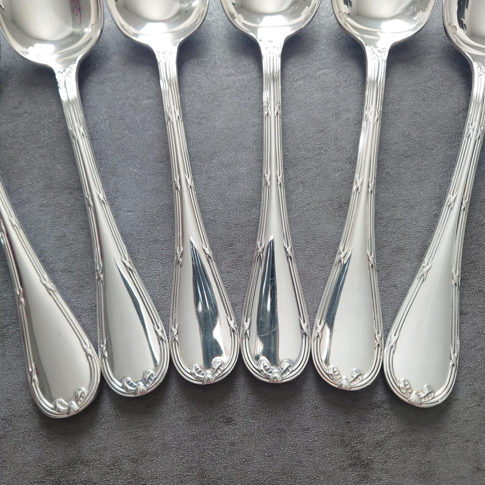 Christofle Rubans Standard Spoon 6pcs Silverplate Flatware Excellent