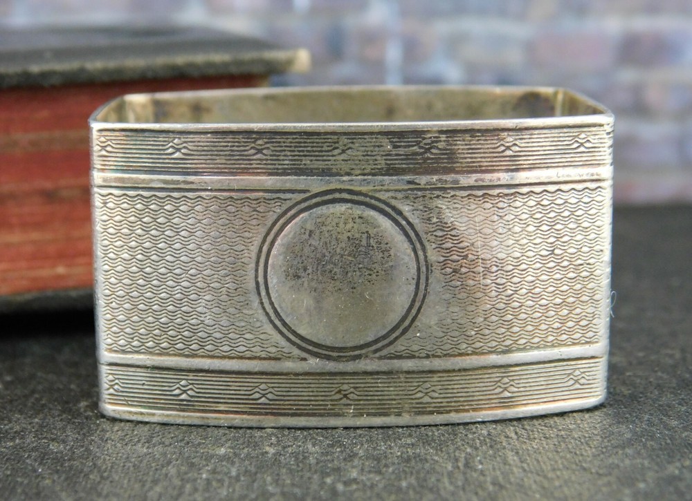 Antique Signed J.S. British 925 Sterling Silver Patterned Napkin Ring