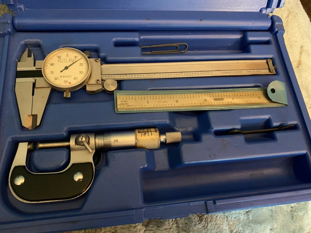 Rutland Dial Caliper & Micrometer Set White Dial in Case