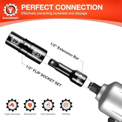 1/2 Inch Drive Impact Socket Set, Double Sided Lug Nut Flip Socket Set, CR-MO