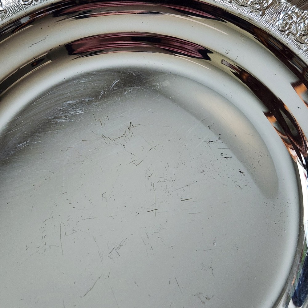 Silver Plated Round Tray Plate Nut Candy Serving Dish Vintage Silverplate 8.5"