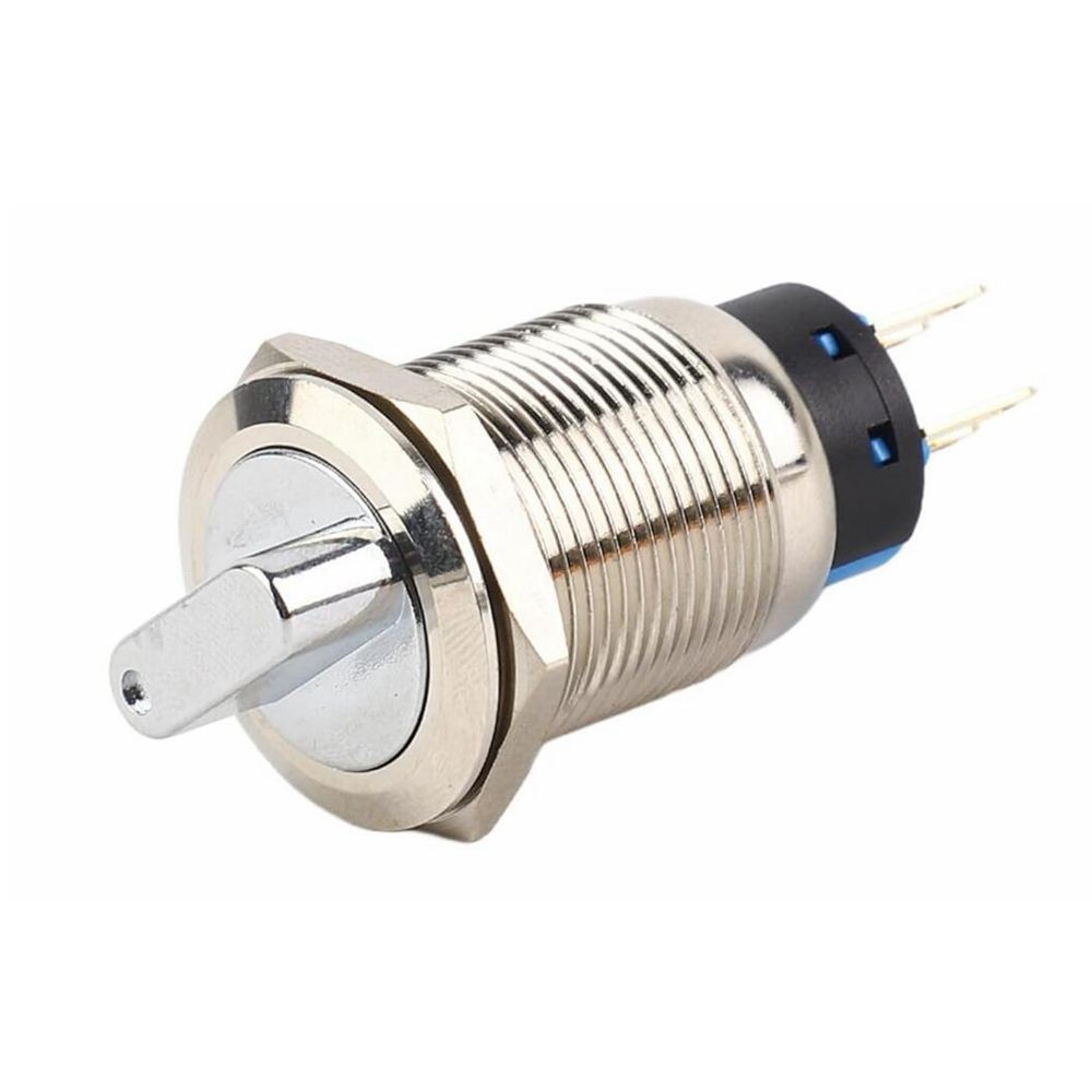 19mm Latching Selector Rotary Switch 3 Positions Metal 12-24V Waterproof C590