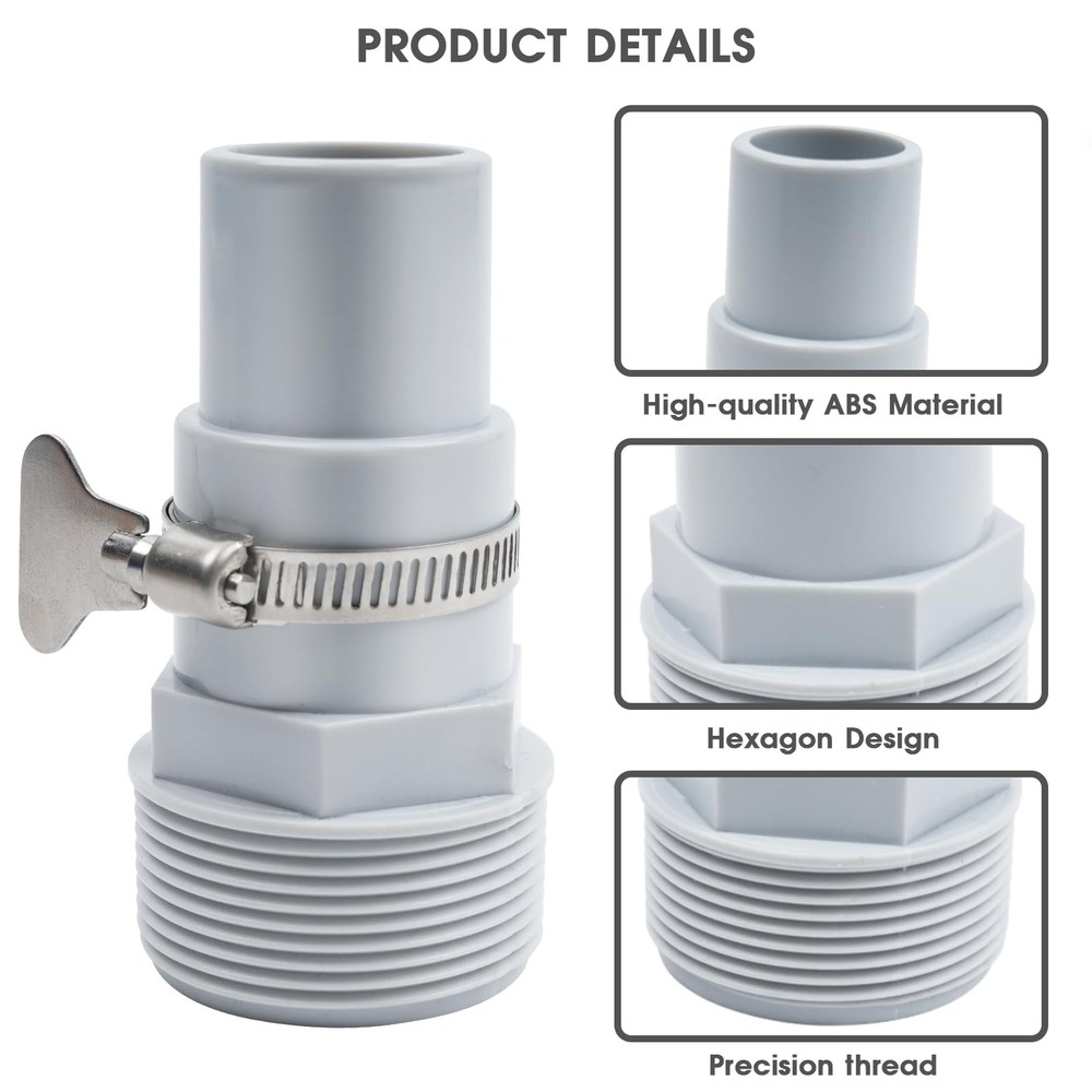 Universal Combo Pool Hose Adapter 3 pack-combo hose adapter, White-3