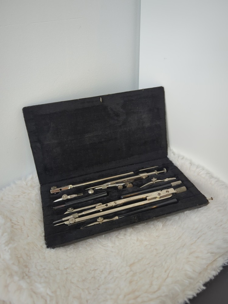 Vintage USSR Drafting Drawing Tool Set Gotovalnya Moscow Soviet Engineering Case