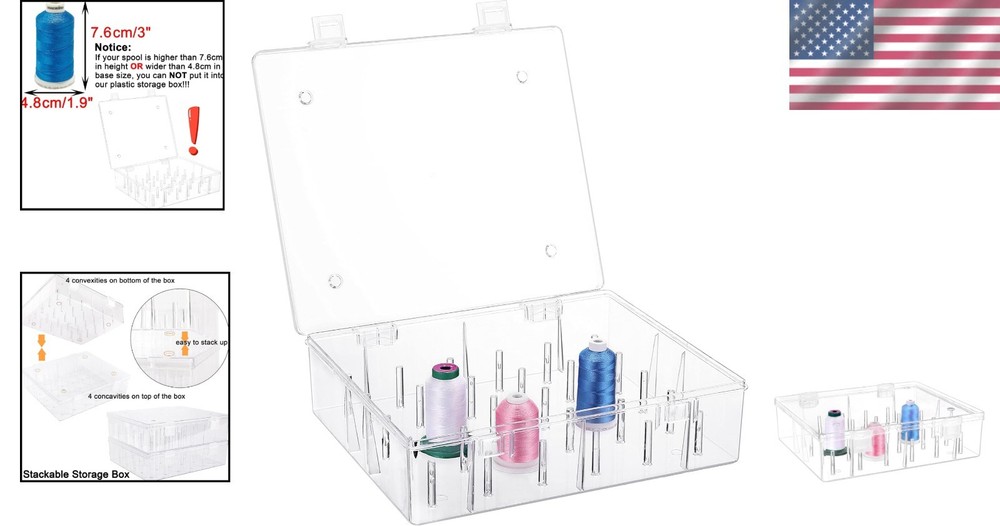 Durable Clear Thread Storage Box for 30 Tall Spools - Perfect for Sewing Classes