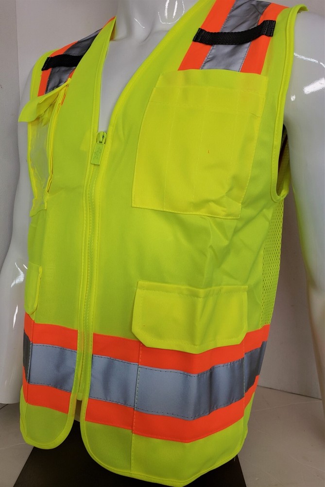 FX HIGH VISIBILITY Surveyor Two Tone Yellow Safety Vest Solid front & Mesh back
