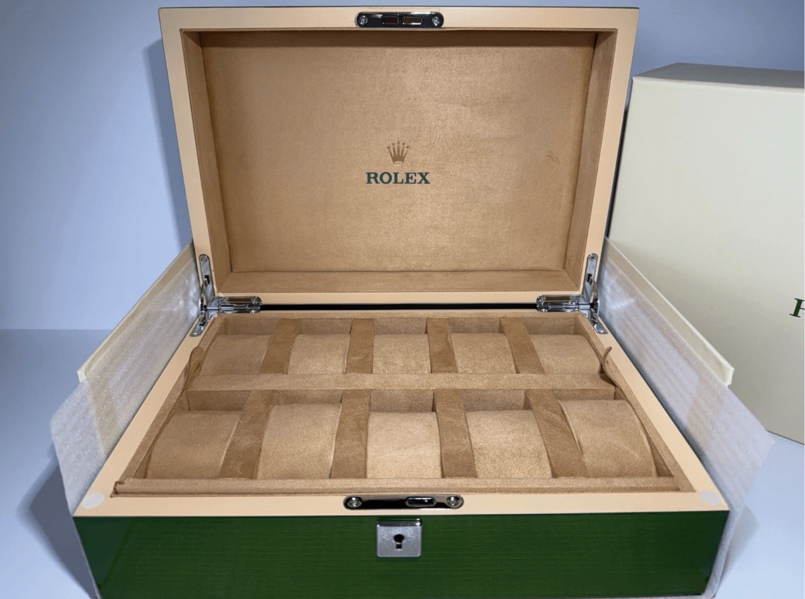 10 Slot Green Wooden Luxury Watch Storage Box