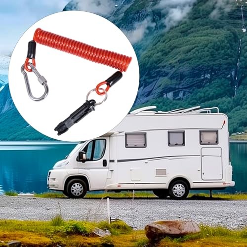 Spring Breakaway Coiled Cable Strap, Trailer Brake Away Cable Emergency Brake