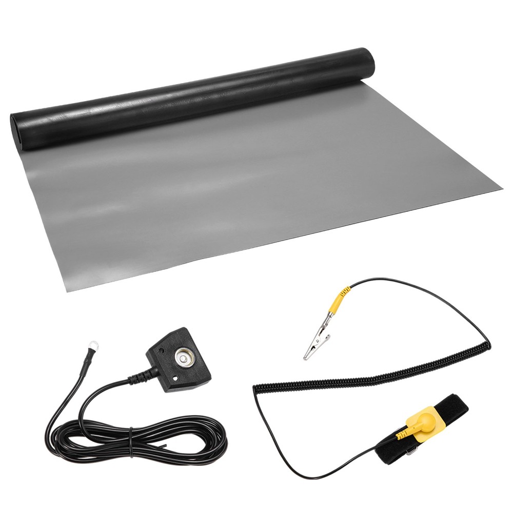 30"x36" Anti Static Mat Kit with ESD Wrist and Ground Wire, Gray